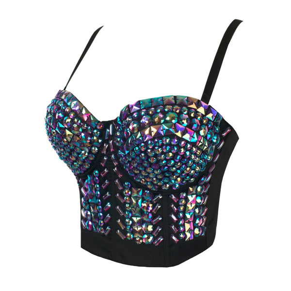 Unique Rhinestone Bustier Pearls Diamond Crop Top – SHE'SMODA