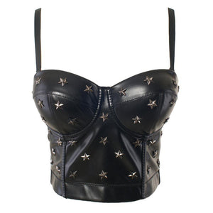 PU Leather Rivet Bustier Club Party Cropped Top