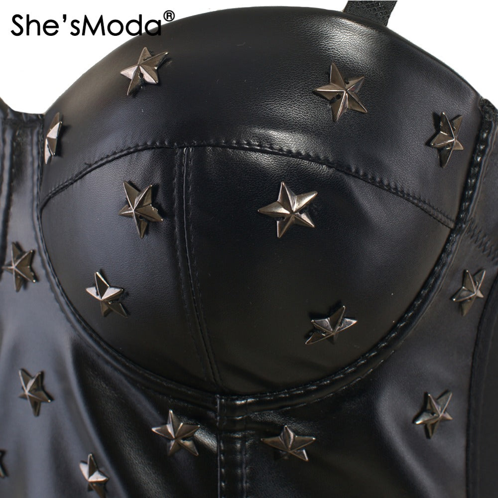 PU Leather Rivet Bustier Club Party Cropped Top