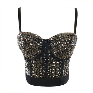 LYNLYN Fashion Mesh Push Up Bralet Women S Corset Bustier Bra Night Club  Party Long Sexy Cropped Top Vest Plus Size (Color : Starp Black, Size : S  34B 34 75) 