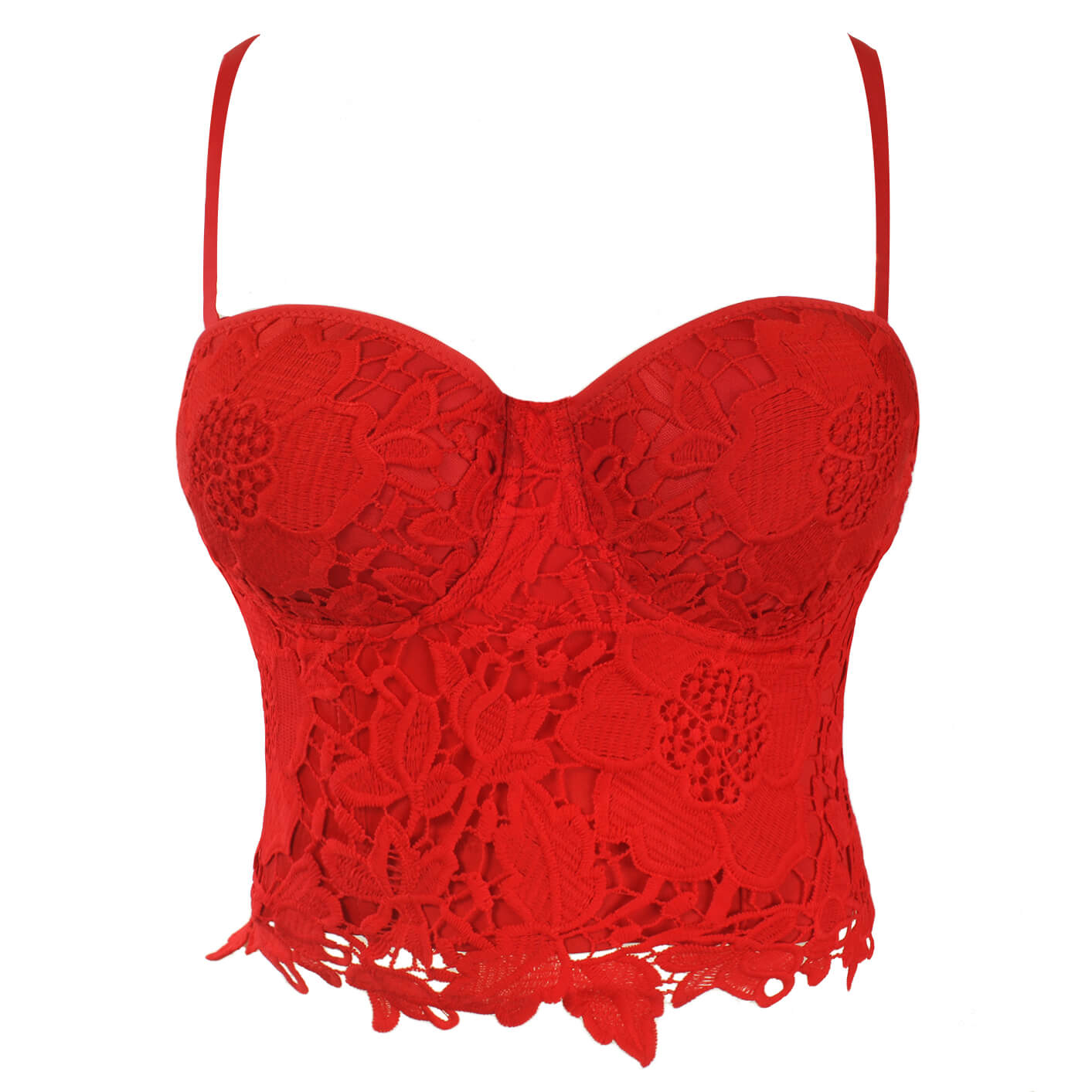 Brias Lace Bustier In Fire Red