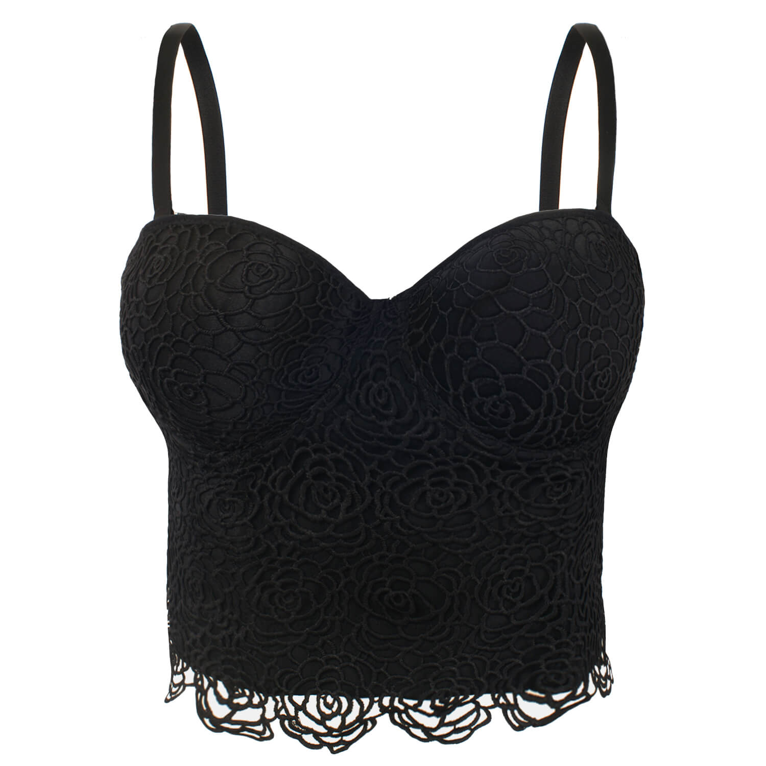 Womens Floral Lace Corset Bra Tops Strapless Underwire Bustier Slim Fit  Crop Top