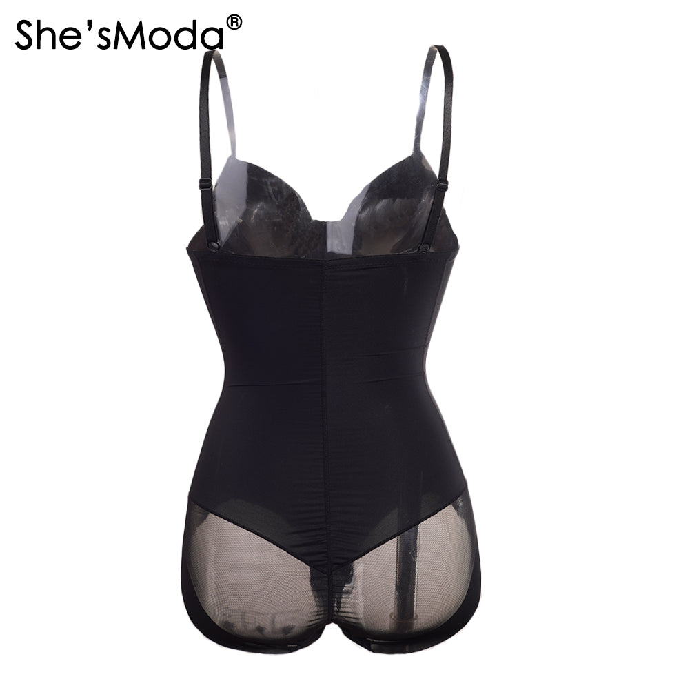 She'sModa Mesh Bodycon Chest Wrapped Women's Jumpsuit Playsuit